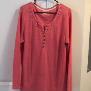 Coral Thermal Henley Top